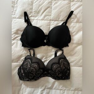 Lot of 2 VICTORIA’S SECRET Women’s Black Lace Push-Up Bra NWOT Size 38C
